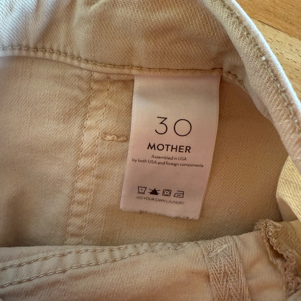 MOTHER Denim The Wrapper Patch Springy Ankle Jeans in Chalk Tapioca - Sz 30 - Picture 7 of 14